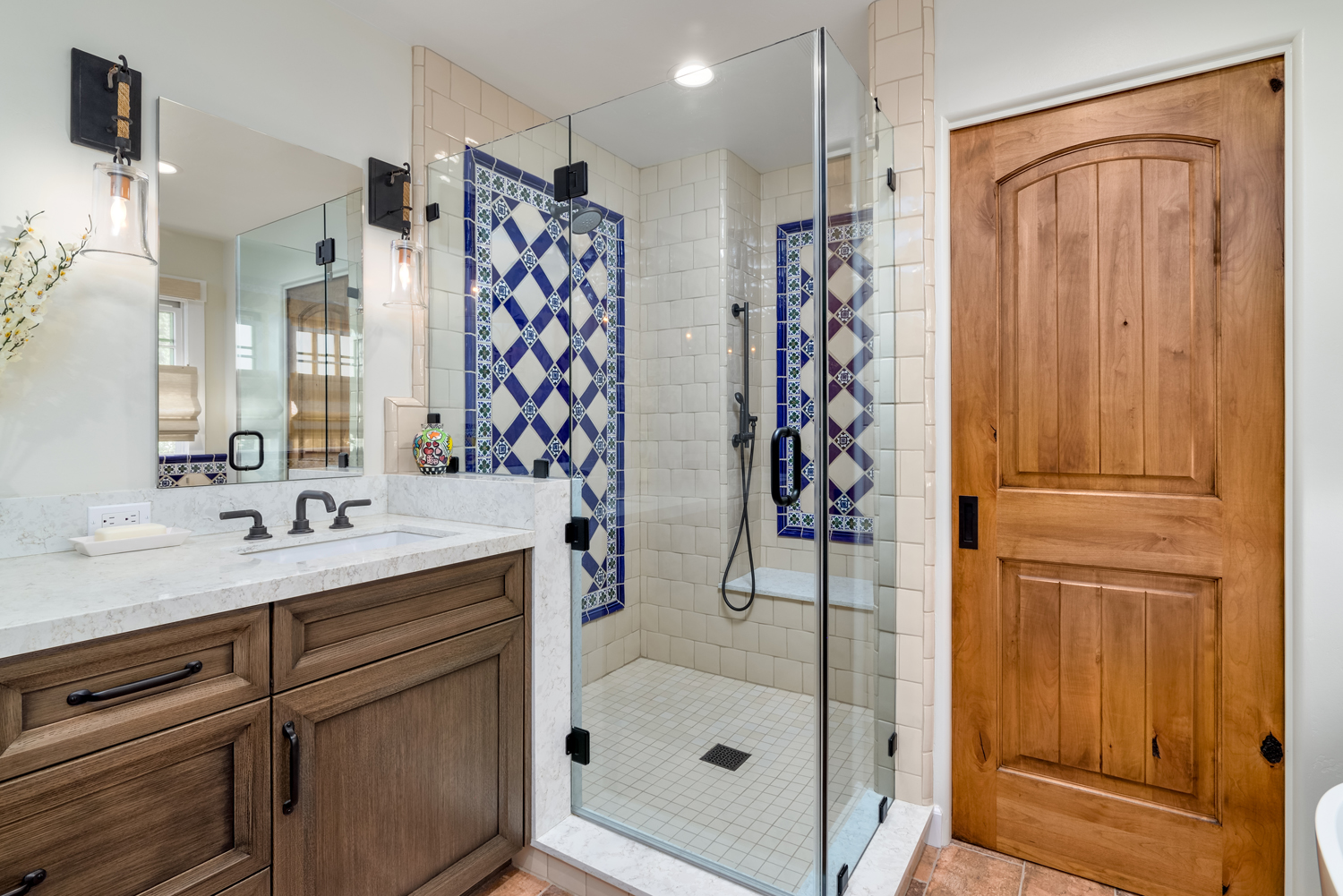 Spanish tile bathroom remodel
