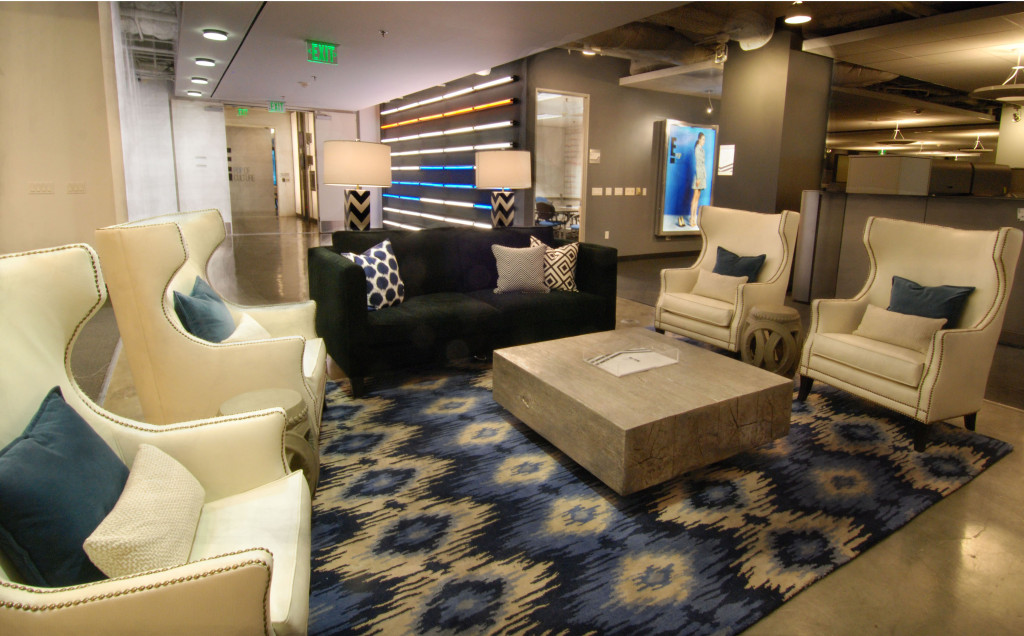 E! Entertainment executive lounge with wing chairs